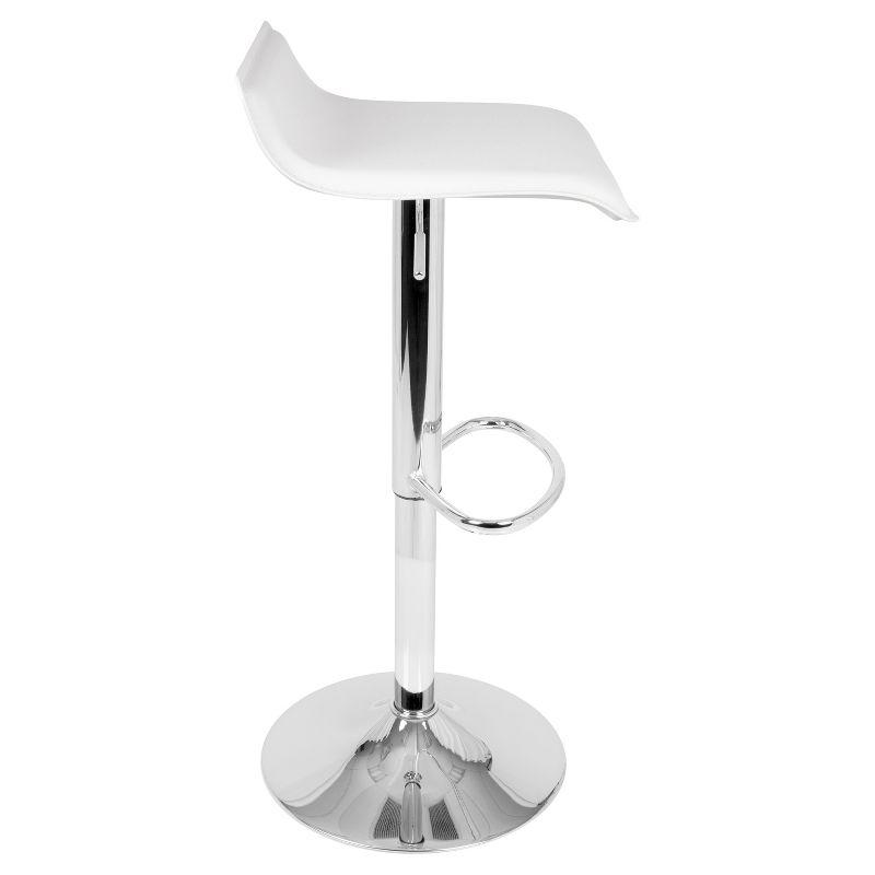 Contemporary White Leatherette Adjustable Swivel Barstool, 16"