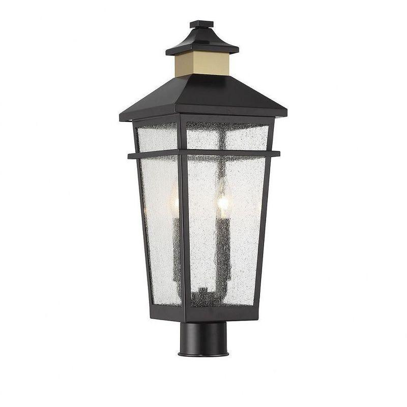 Kingsley Matte Black and Brass 2-Light Outdoor Post Lantern