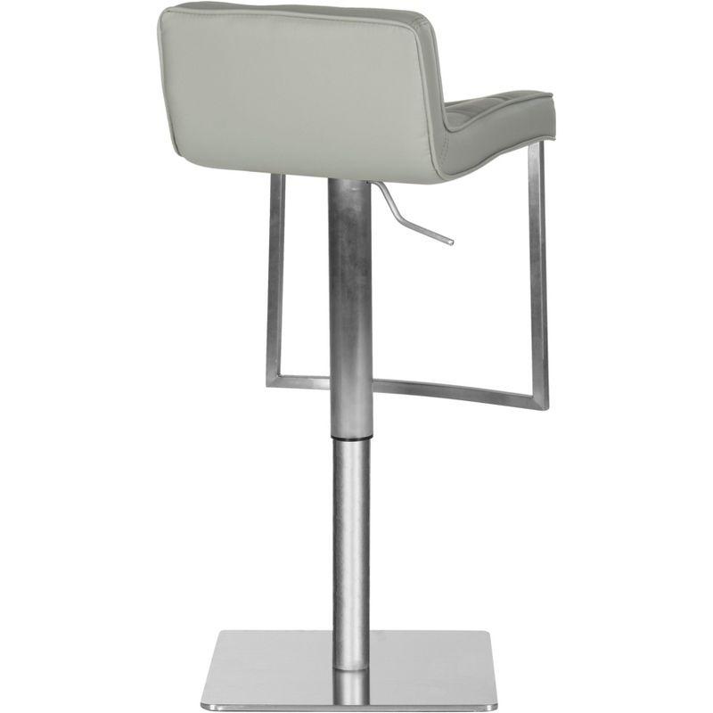 Transitional Gray Leather Swivel Adjustable Bar Stool