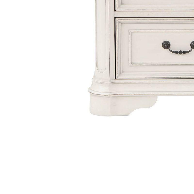 28" Florian Nightstand Antique White Finish - Acme Furniture: Elegant Square Design, No Assembly, Wood Composite Frame