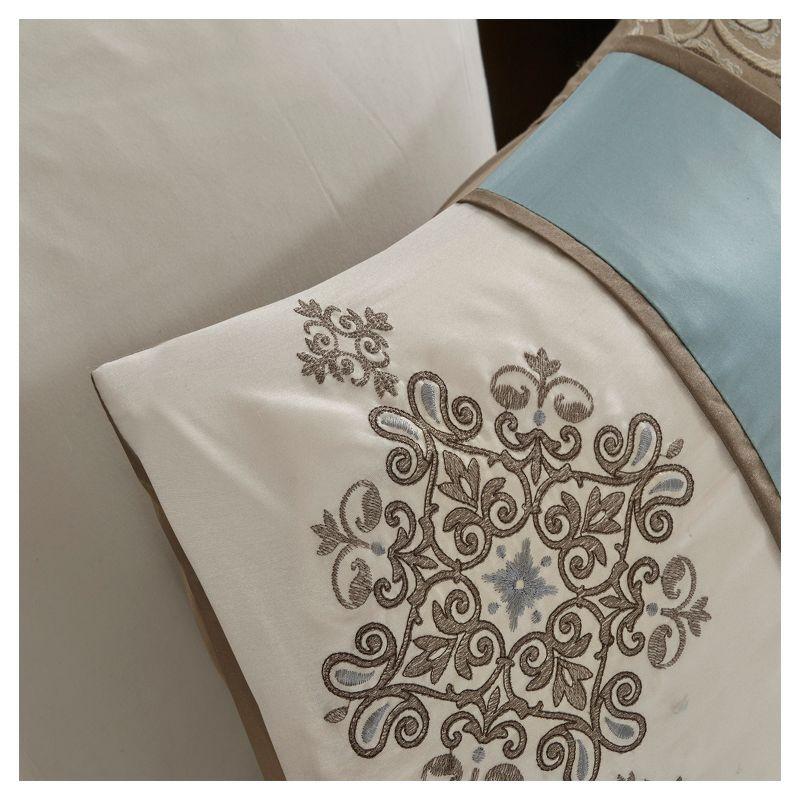 Caroline Queen Brown and Blue Jacquard Comforter Set