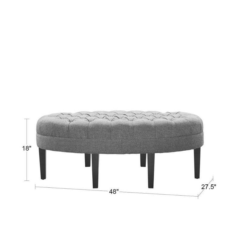 Elegant Surfboard Tufted Cocktail Ottoman in Dusty Blue