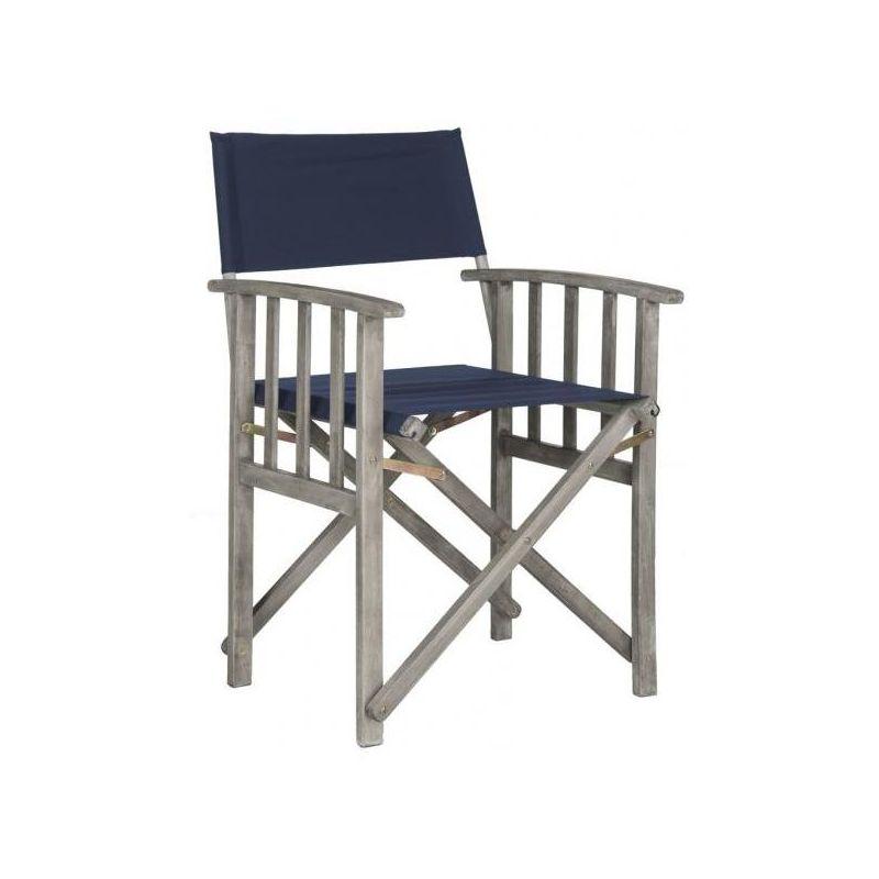 Laguna Director Chair Indoor/Outdoor (Set Of 2) - PAT7004 - Grey/Navy - Safavieh