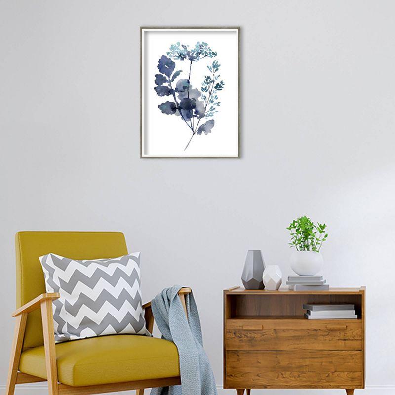 19" x 25" Botanical Lace Leaf Indigo by Sara Berrenson Wood Framed Wall Art Print - Amanti Art