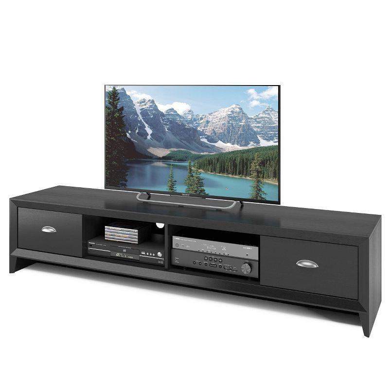 CorLiving Lakewood Extra Wide TV Stand for TVs up to 80" Black : Modern Entertainment Center with Storage