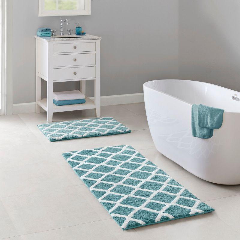 Aqua Reversible High Pile Tufted Microfiber Bath Rug