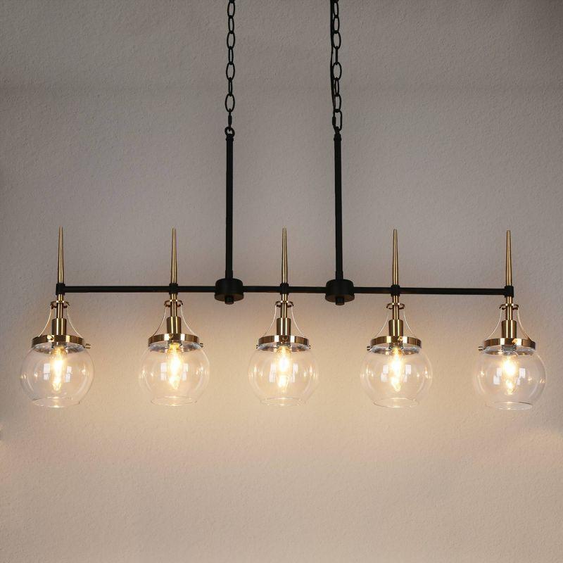 LNC Capensis Matte Black and Polished Gold Shaded LED Dry Rated Chandelier