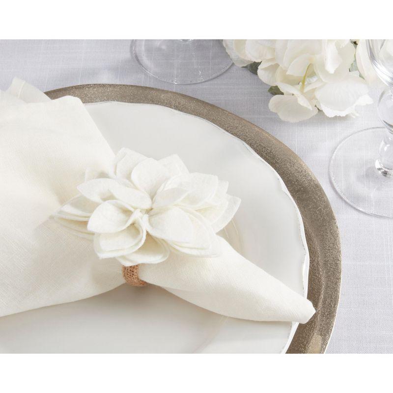 Flower: 100% Felt - Ring: 100% Jute Napkin Ring (Set of 4)