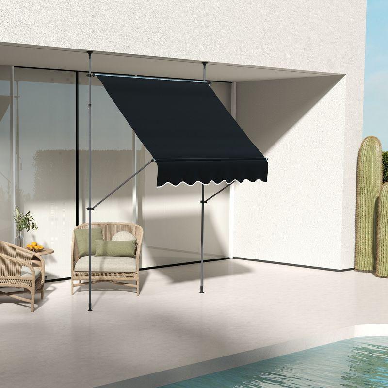 Outsunny D Polyester Cover Retractable Patio Awning