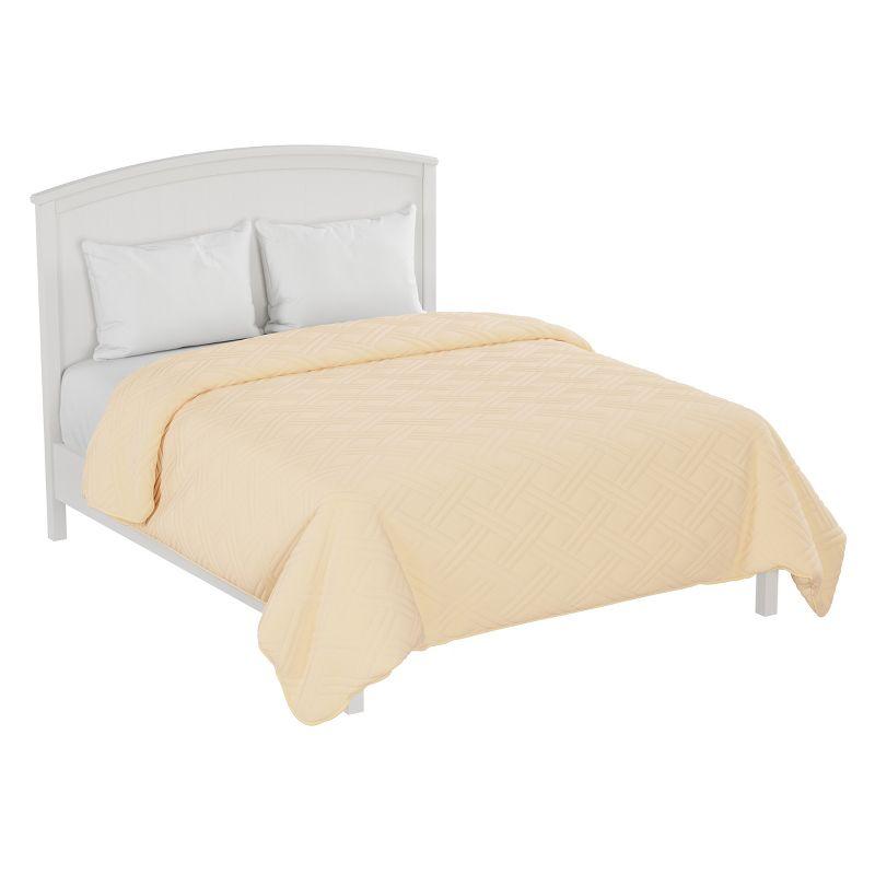 Ivory Microfiber Twin Quilted Coverlet for Adults