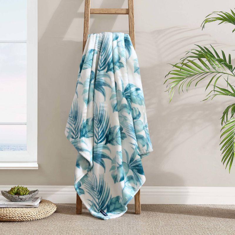 Tommy Bahama Home Wallpaper Leaves Plain Weave / Muslin Throw Blanket