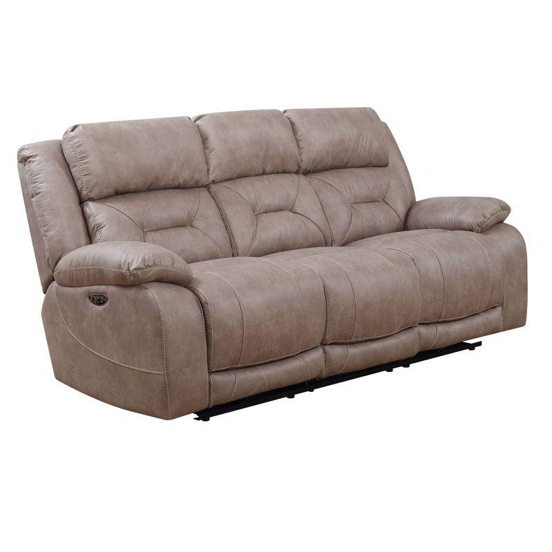 Desert Sand 86" Contemporary Power Reclining Faux Leather Sofa