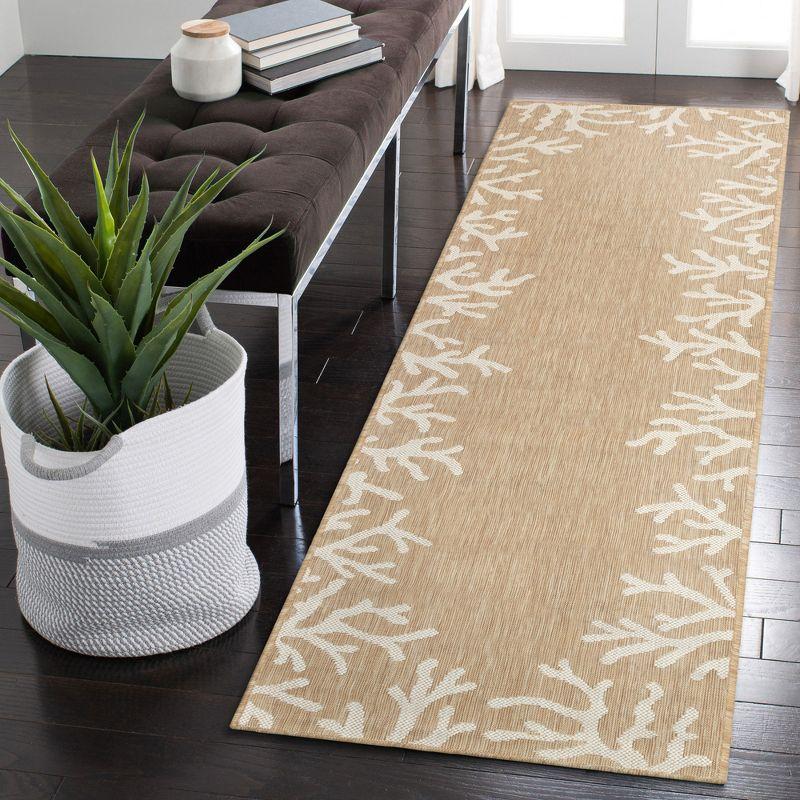 Liora Manne Carmel Coral Border Indoor/Outdoor Rug Sand 1'11" x 7'6"