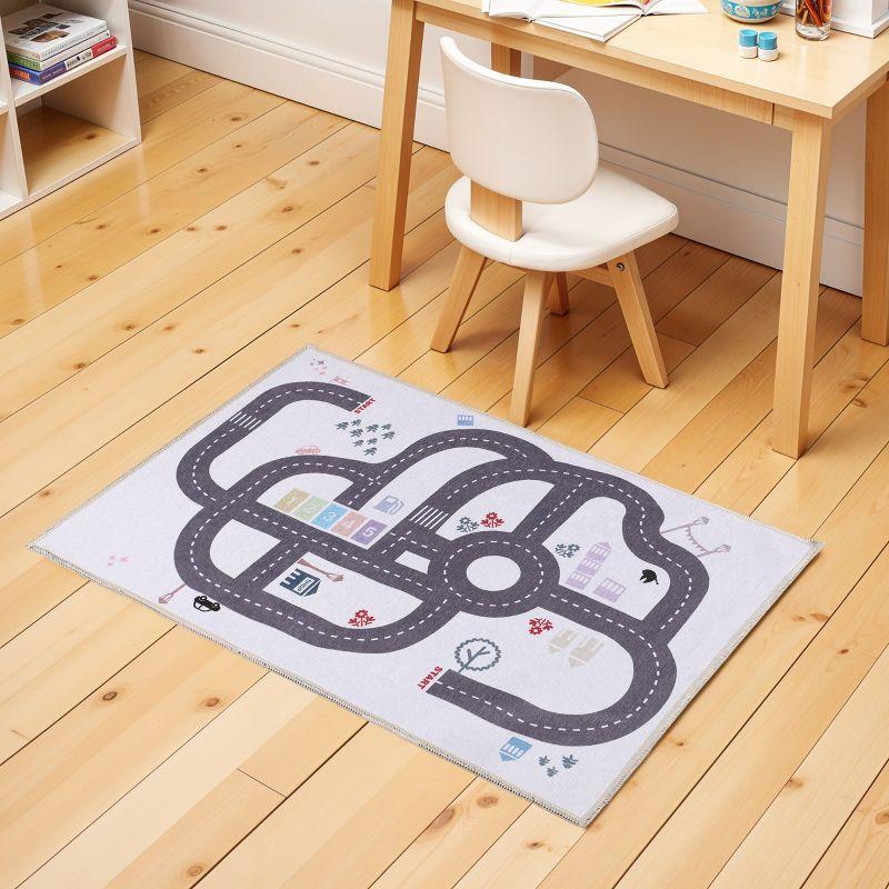 Path Non-Slip Kids Playroom Nursery Washable Indoor Area Rug, 2'x3', Ivory - Blue Nile Mills