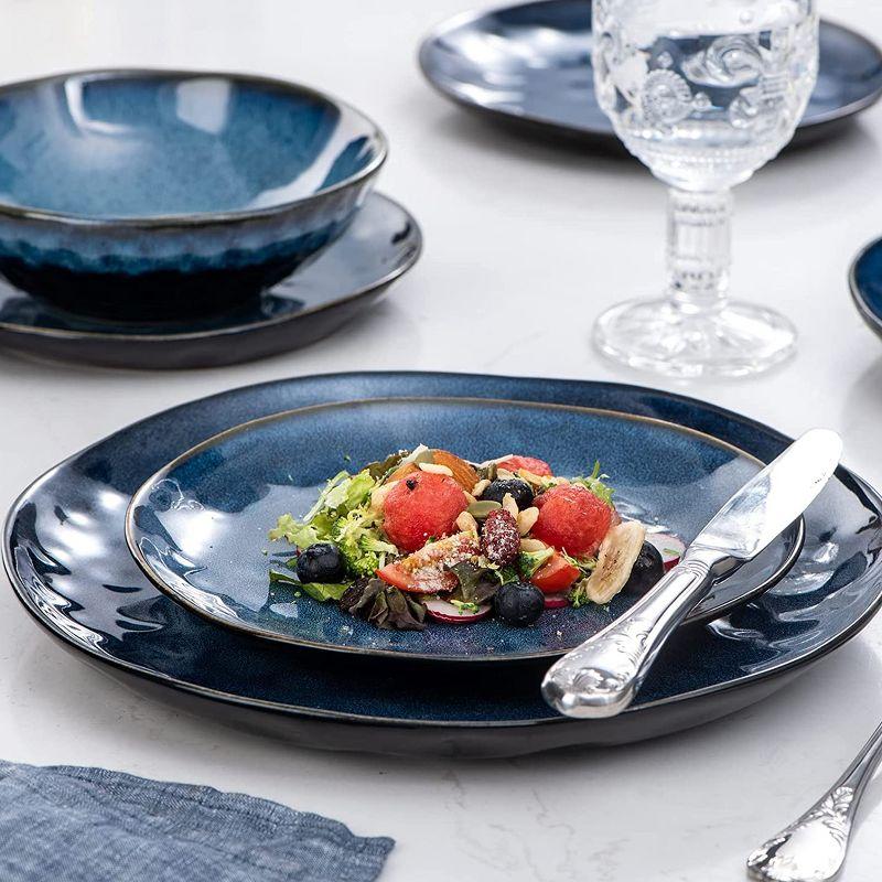 Elama Blue Ceramic 12-Piece Dinnerware Set