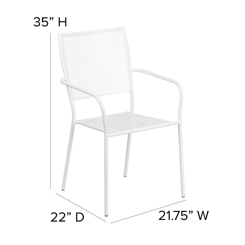 Rain Flower White Steel Stackable Outdoor Dining Chair