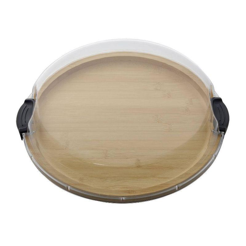 14" Round Bamboo Charcuterie Board with Clear Locking Lid