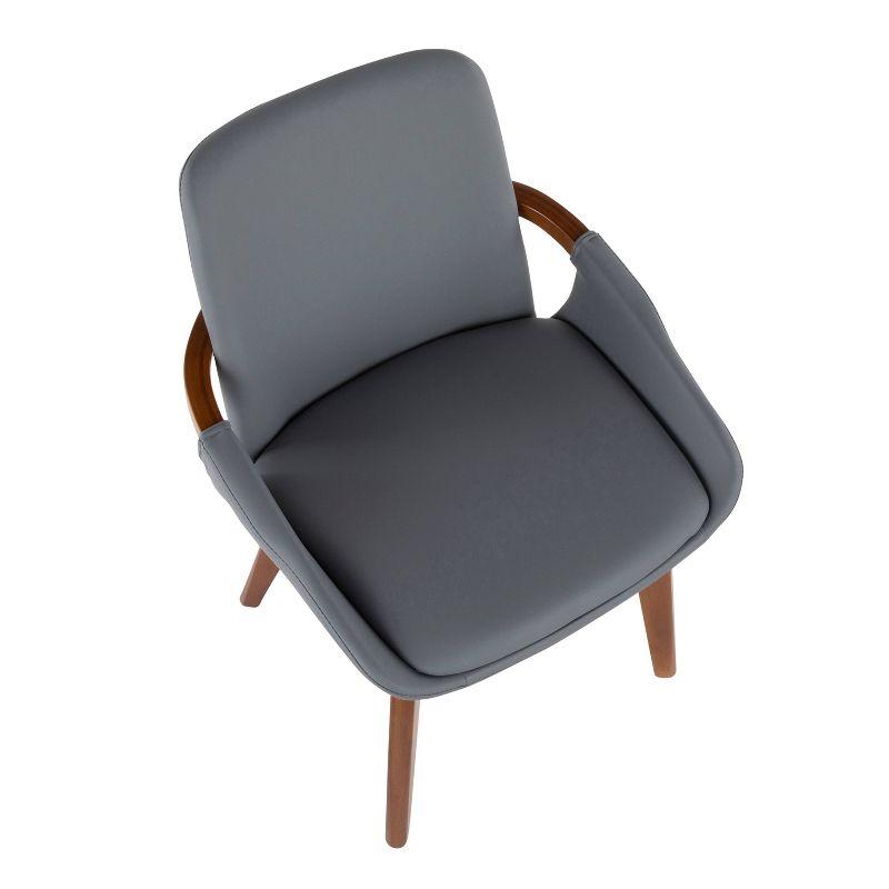 Cosmo Bamboo/Faux Leather Dining Chair Walnut/Gray - LumiSource: Mid-Century, Comfy, Armrest