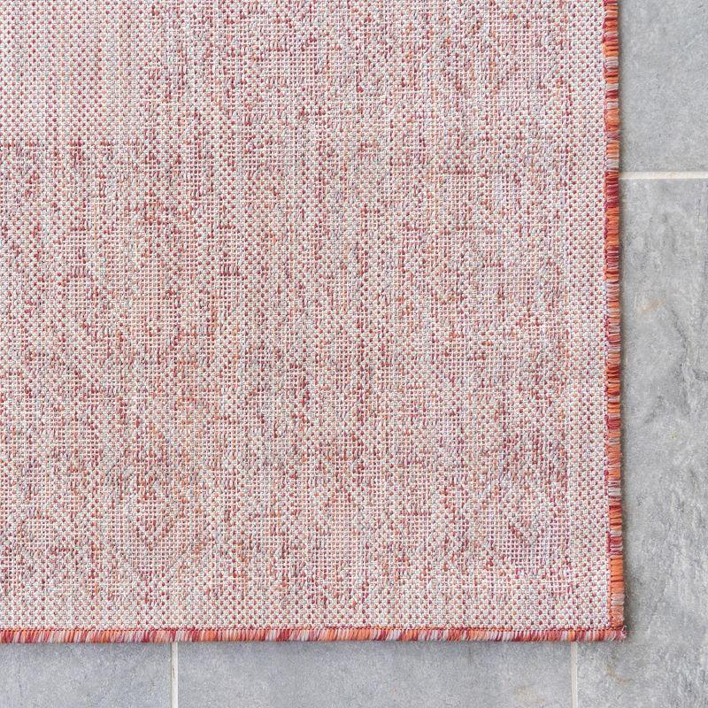 Unique Loom 5' 3 x 8' 0 Rectangle Indoor/Outdoor Border Rust Red Area Rug