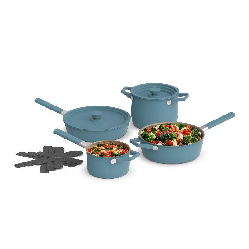 Bella 9-Piece Surf Blue Aluminum Ceramic Nonstick Cookware Set