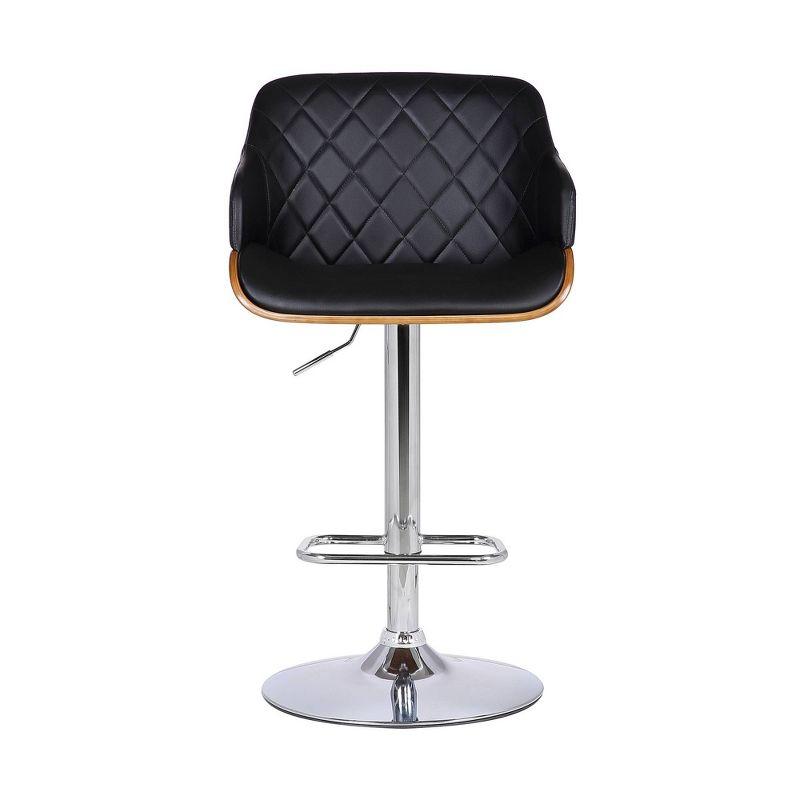 Toby Black Faux Leather Adjustable Swivel Walnut Bar Stool