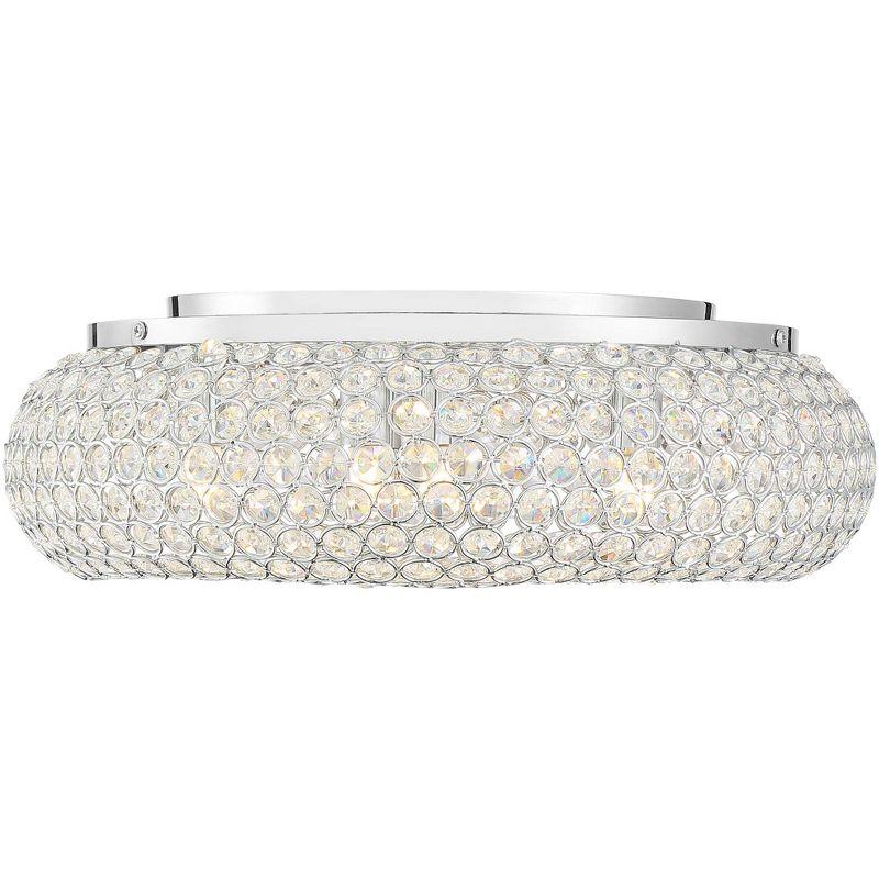 Vienna Full Spectrum Modern Ceiling Light Flush Mount Fixture LED Chrome 15 1/2" Wide Crystal Bedroom Kitchen Living Room Hallway