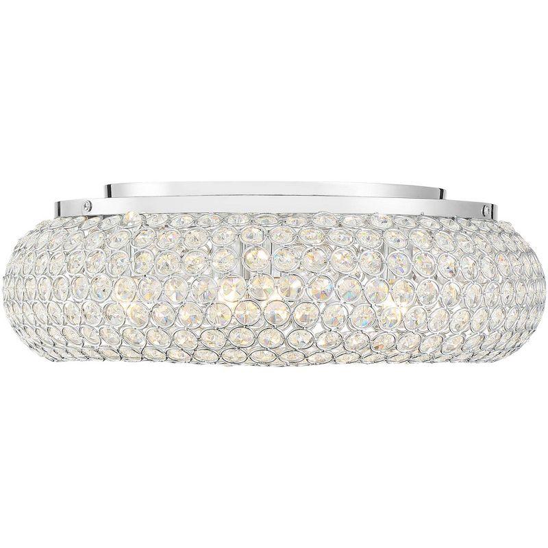 Vienna Full Spectrum Modern Ceiling Light Flush Mount Fixture LED Chrome 15 1/2" Wide Crystal Bedroom Kitchen Living Room Hallway