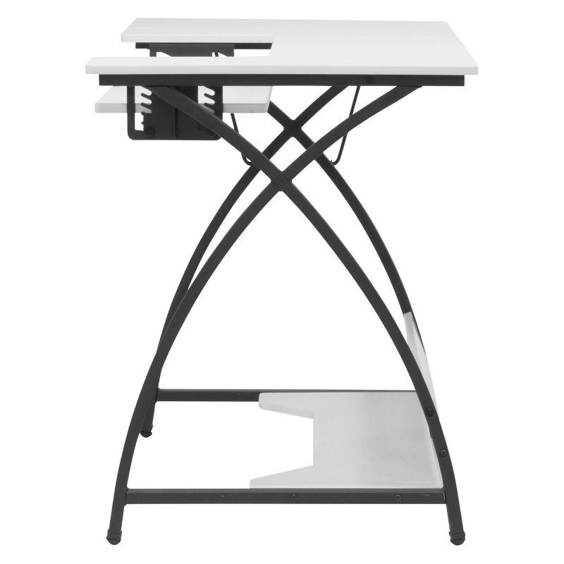 Comet Plus Sewing/Office Table with Fold Down Top, Height Adjustable Platform and Bottom Storage Shelf Black/White - Sew Ready: Crafting Desk