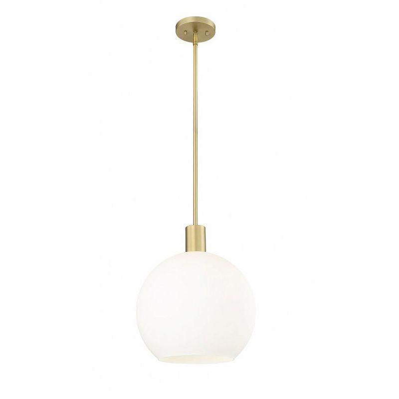 Olde Brass Mid-Century Modern Globe Pendant Light with White Glass