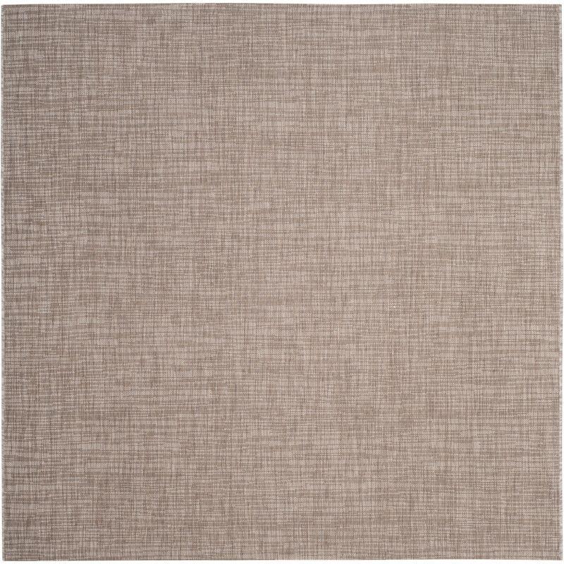Courtyard CY8576 UV & Stain Resistant Non-Shedding Power Loomed Indoor/Outdoor Area Rug - Light Brown - 6'7"x6'7" - Safavieh