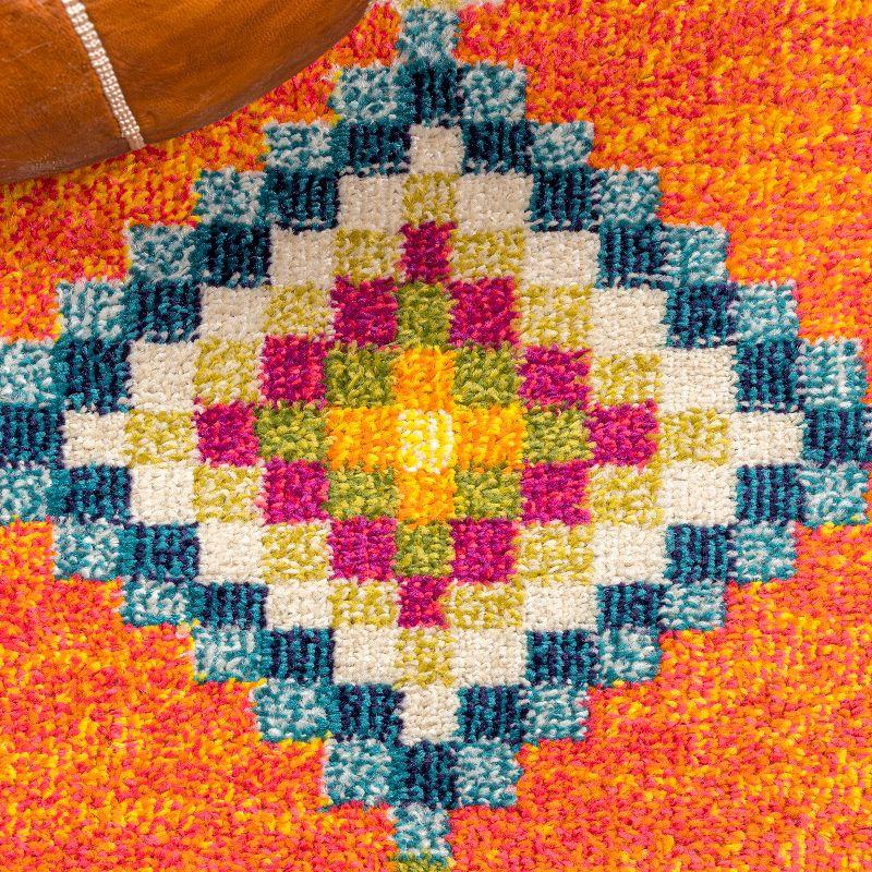 JONATHAN Y Love Geometric Orange/Multi 2 ft. x 8 ft. Runner Rug