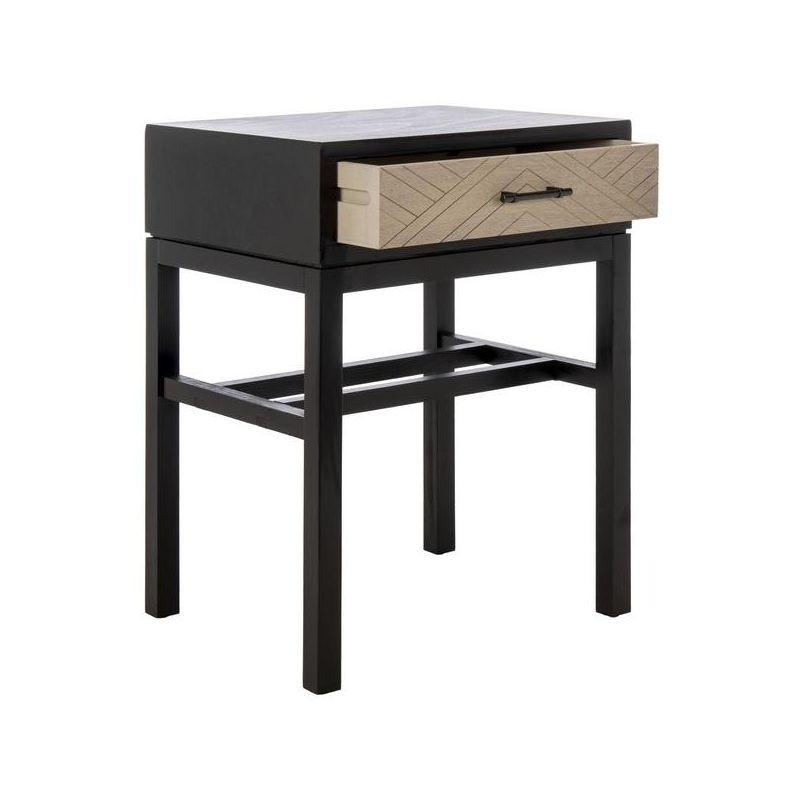 Ajana Black and Greige Wood Metal Accent Table with Storage