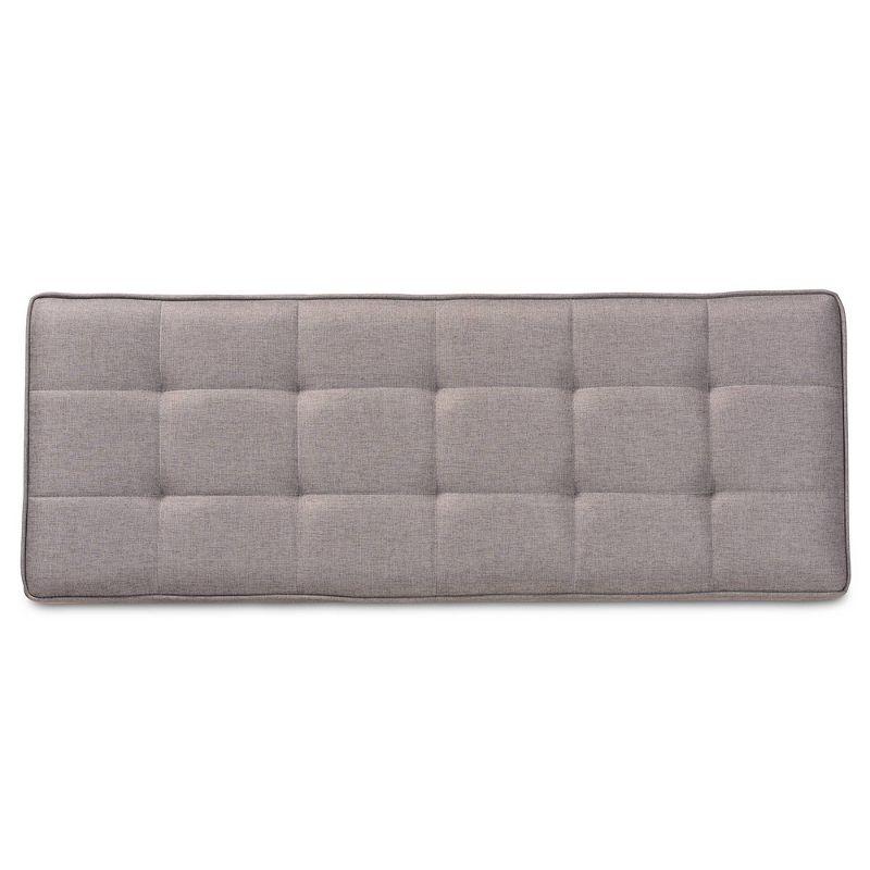 Sanford Wood Dining Ottoman Gray/Walnut Brown - Baxton Studio: Padded Fabric, Tufted Design, Angled Legs