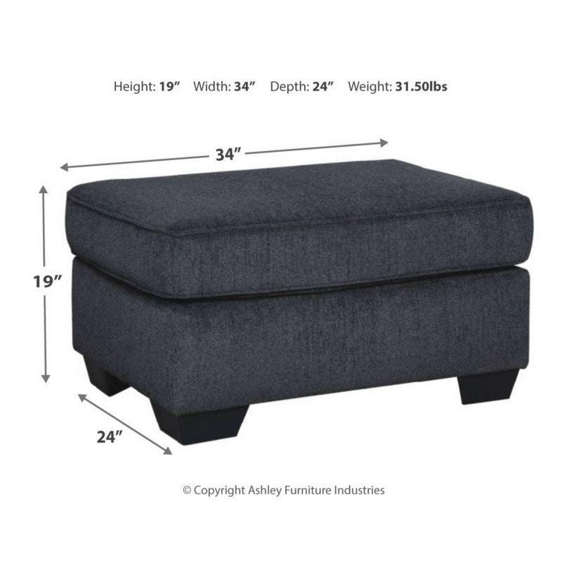 Slate Gray Chenille Upholstered Contemporary Ottoman