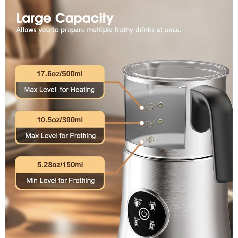 Teendow 900ml Electric Milk Frother Machine, Coffee Foamer Stainless Steel Milk Pitcher, Tea Stirrer, Hot And Cold Double,sliver | Wayfair