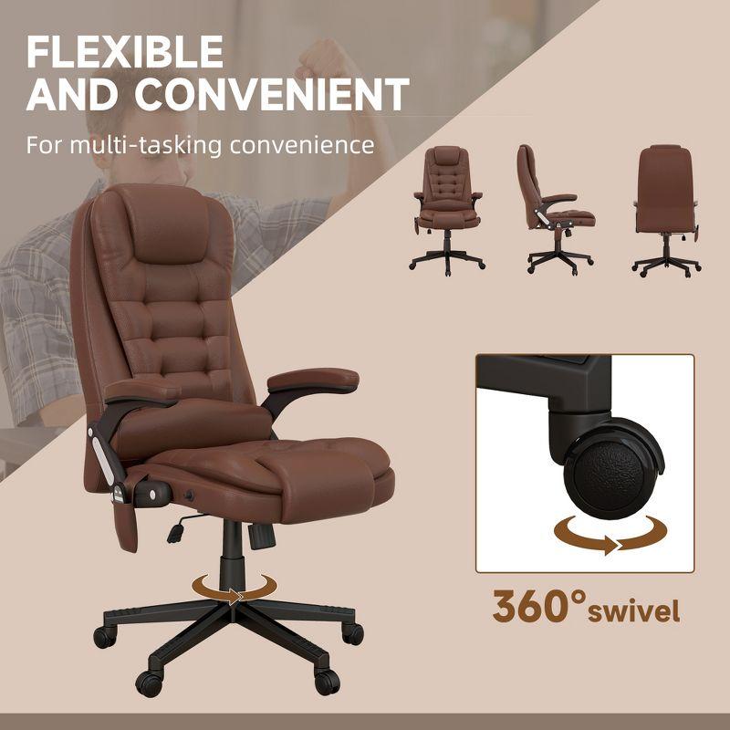 HOMCOM High-Back Massage Office Chair, Heated Reclining Computer Chair with Remote, Brown