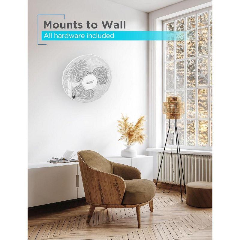 BLACK+DECKER BFP Series BLACK+DECKER 16" Wall Fan with Remote Control, Oscillating Fan with 3 Speed Settings