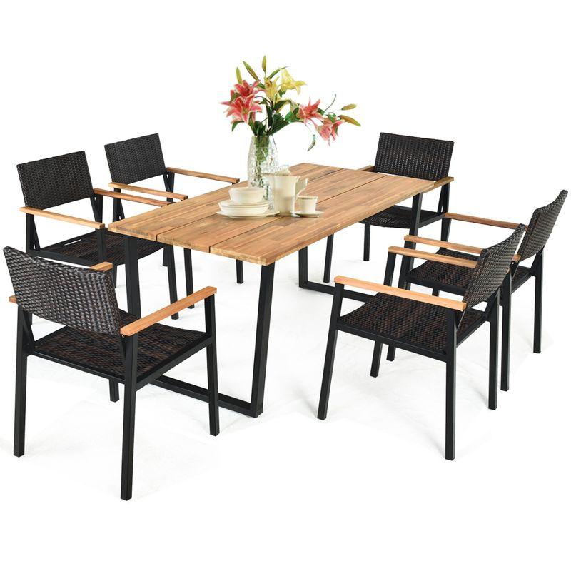 Hokku Designs Artimiza 6 - Person Acacia Patio Dining Set with Rectangular Table (Set of 7)
