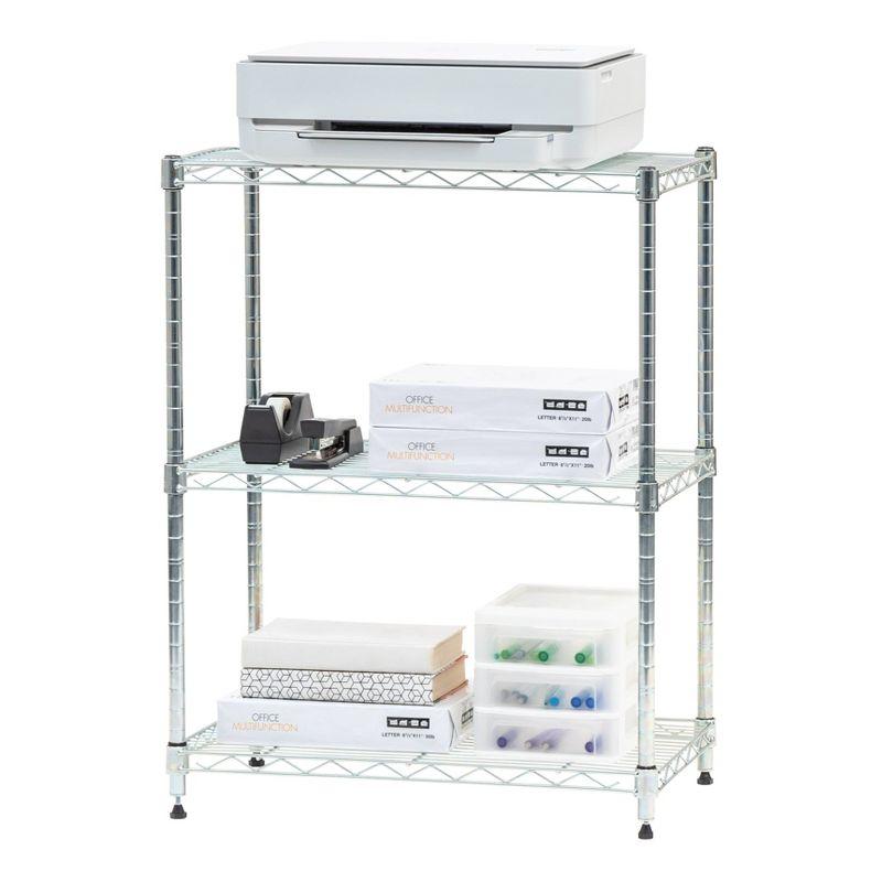 IRIS 3 Tier Metal Wire Shelving Unit Silver: Adjustable Storage Rack with Open Shelves, 200 lb Capacity, 24"x14"x30"