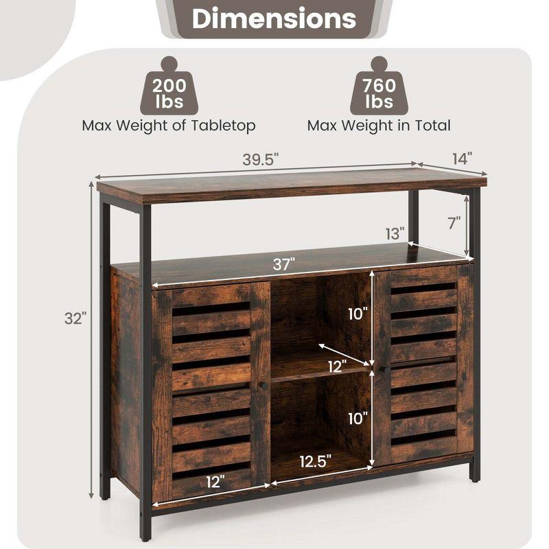 Costway Buffet Cabinet Industrial Sideboard Storage Cabinet with Push-to-Open Slatted Door