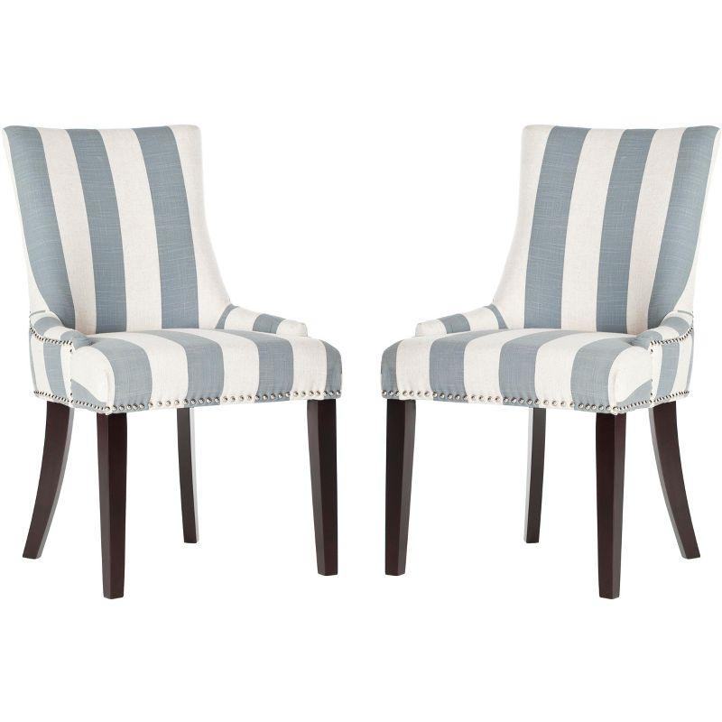 Lester 19" H Dining Chair With Nail Head Trim (Set of 2) - MCR4709 - Grey/White - Safavieh Couture