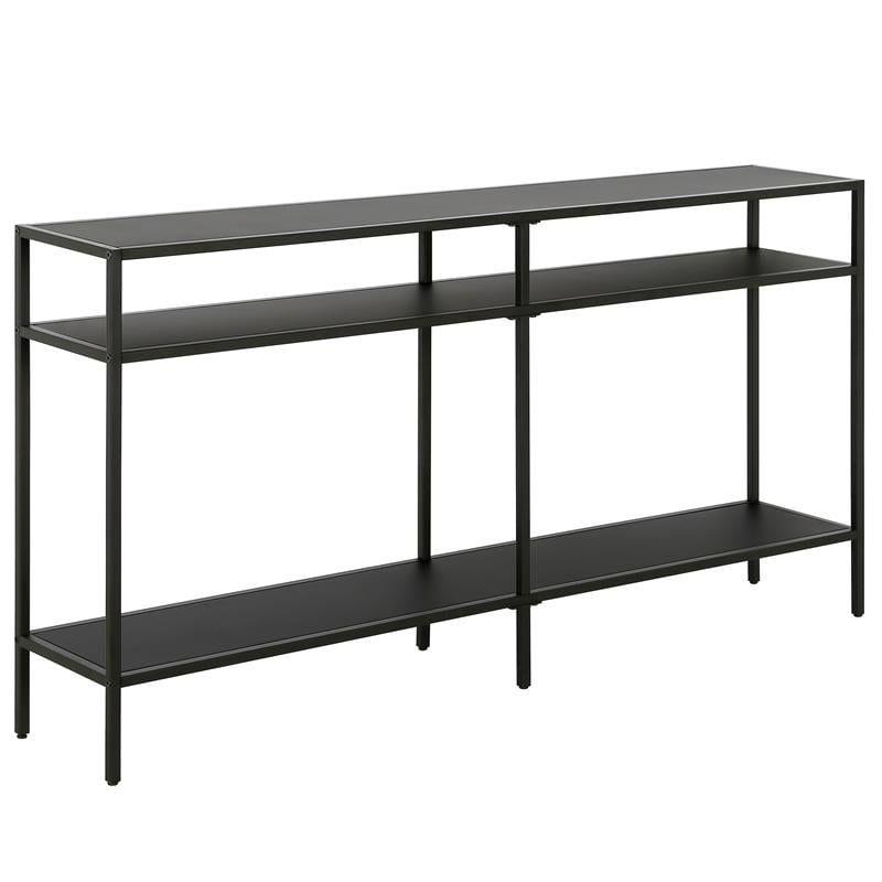 55" Black Bronze Console Table with Metal Shelves - Henn&Hart
