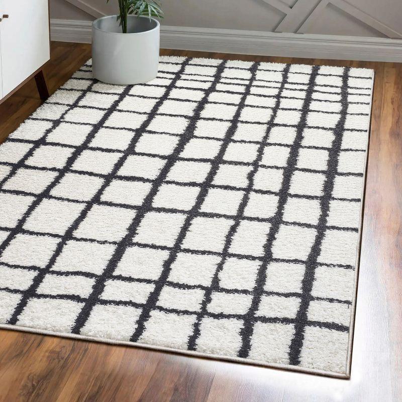 Arenal Geometric Grid Shag Area Rug  - JONATHAN Y