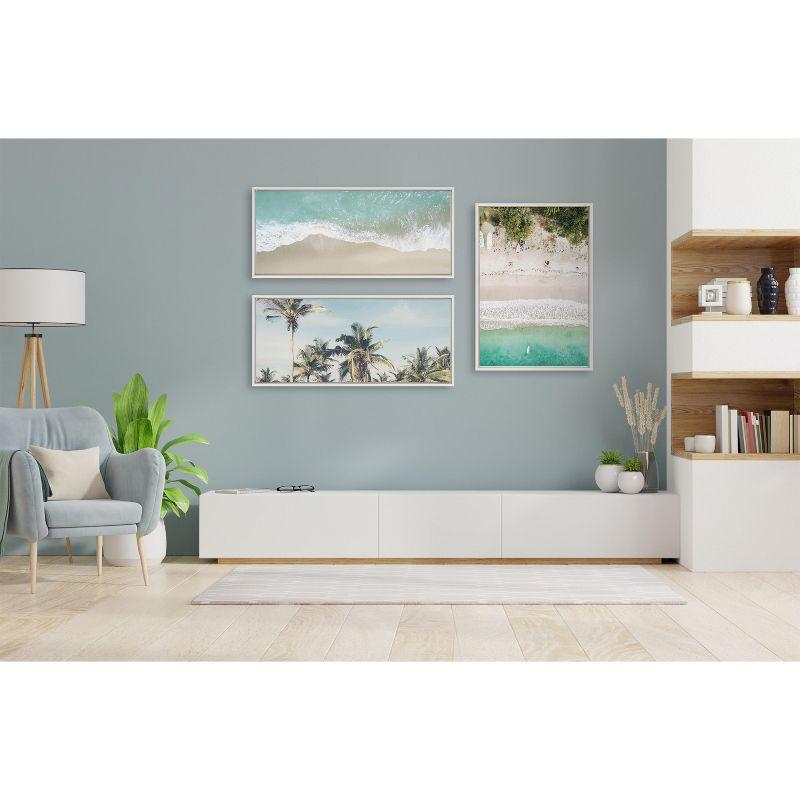 Kate and Laurel Sylvie Ocean Beach Fantasy Framed Canvas by The Creative Bunch Studio, 18x40, White