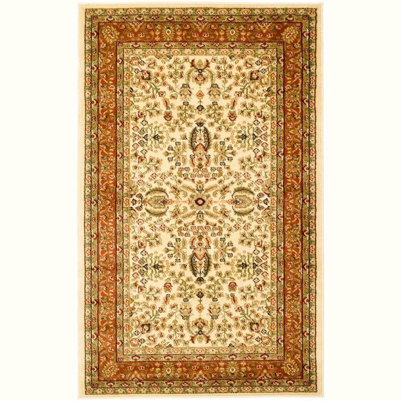 Ivory and Rust Floral Synthetic 4' x 6' Reversible Area Rug