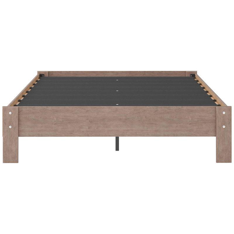Signature Design by Ashley Queen Flannia Platform Bed Gray: Natural Finish, Wood Frame, No Box Spring Needed