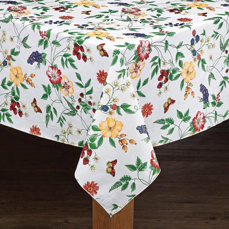 Enchanted Garden Floral Vinyl Tablecloth for Indoor/Outdoor Use