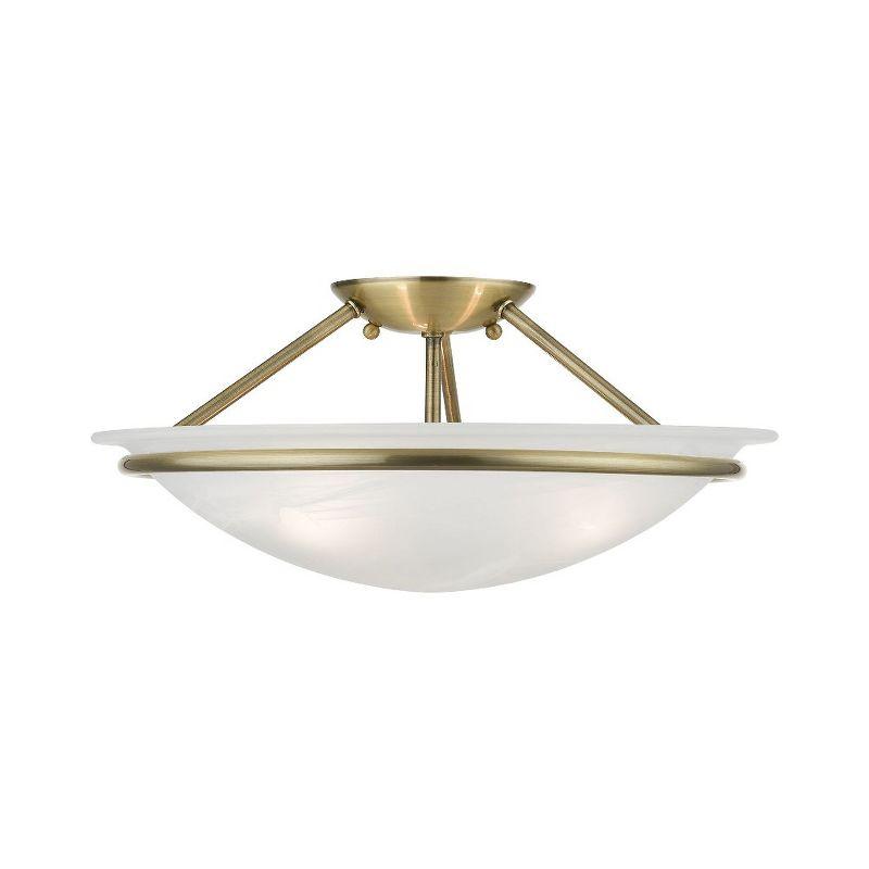 Livex Lighting Newburgh 3 - Light Semi-Flush Mount in  Antique Brass