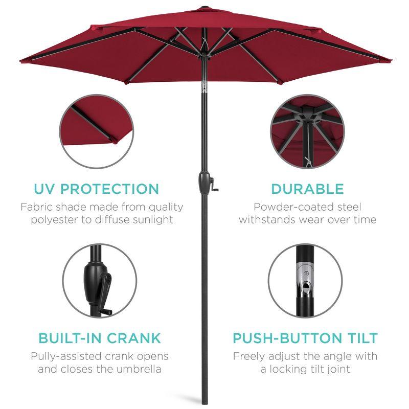 Best Choice Products 7.5ft Heavy-Duty Outdoor Market Patio Umbrella w/ Push Button Tilt, Easy Crank