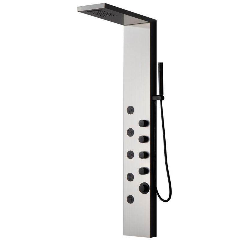 Brushed Nickel 5-Jet Rainfall Shower Panel System with Handheld Wand